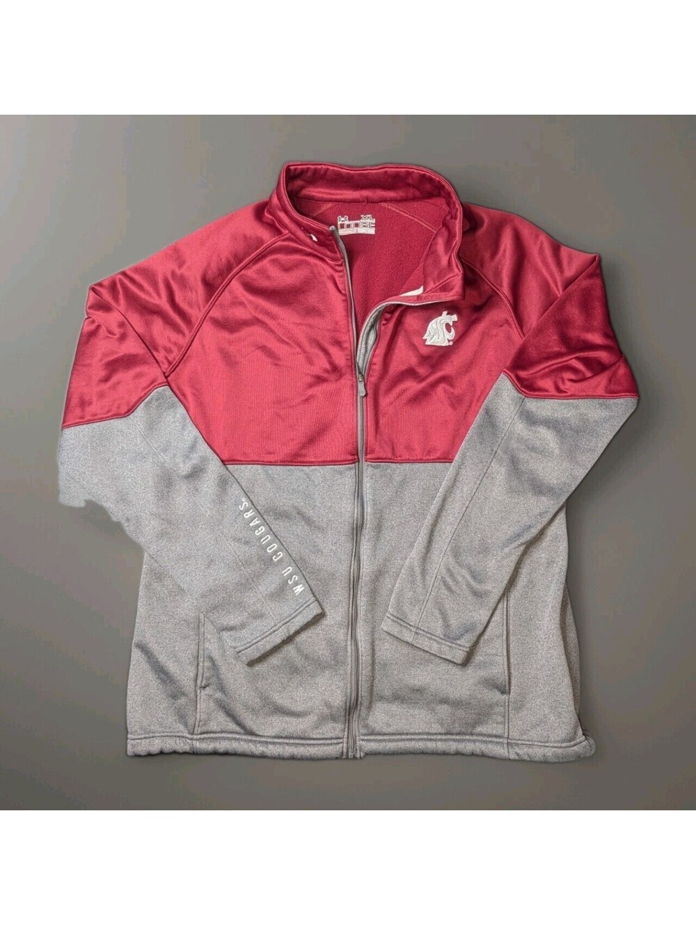 Under Armour Full Zip Fleece Jacket Washington State Cougars XL Loose Red Gray